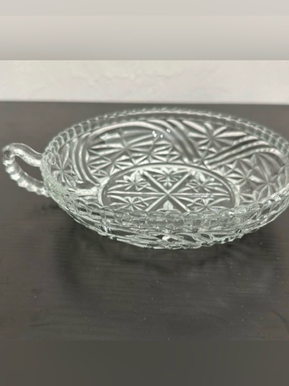 Anchor Hocking Thousand Line Stars & Bars Vintage 6” Clear Nappy Bowl Dish